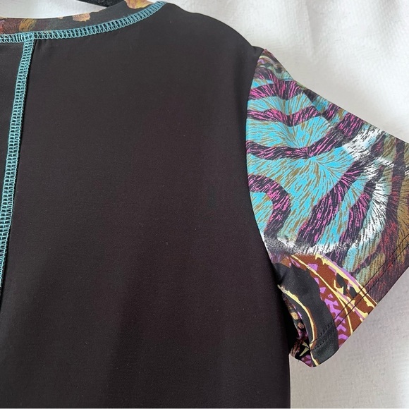 Frank Lyman Handkerchief Hem Multicolored Top Short Sleeve Top size 12 - Picture 9 of 16